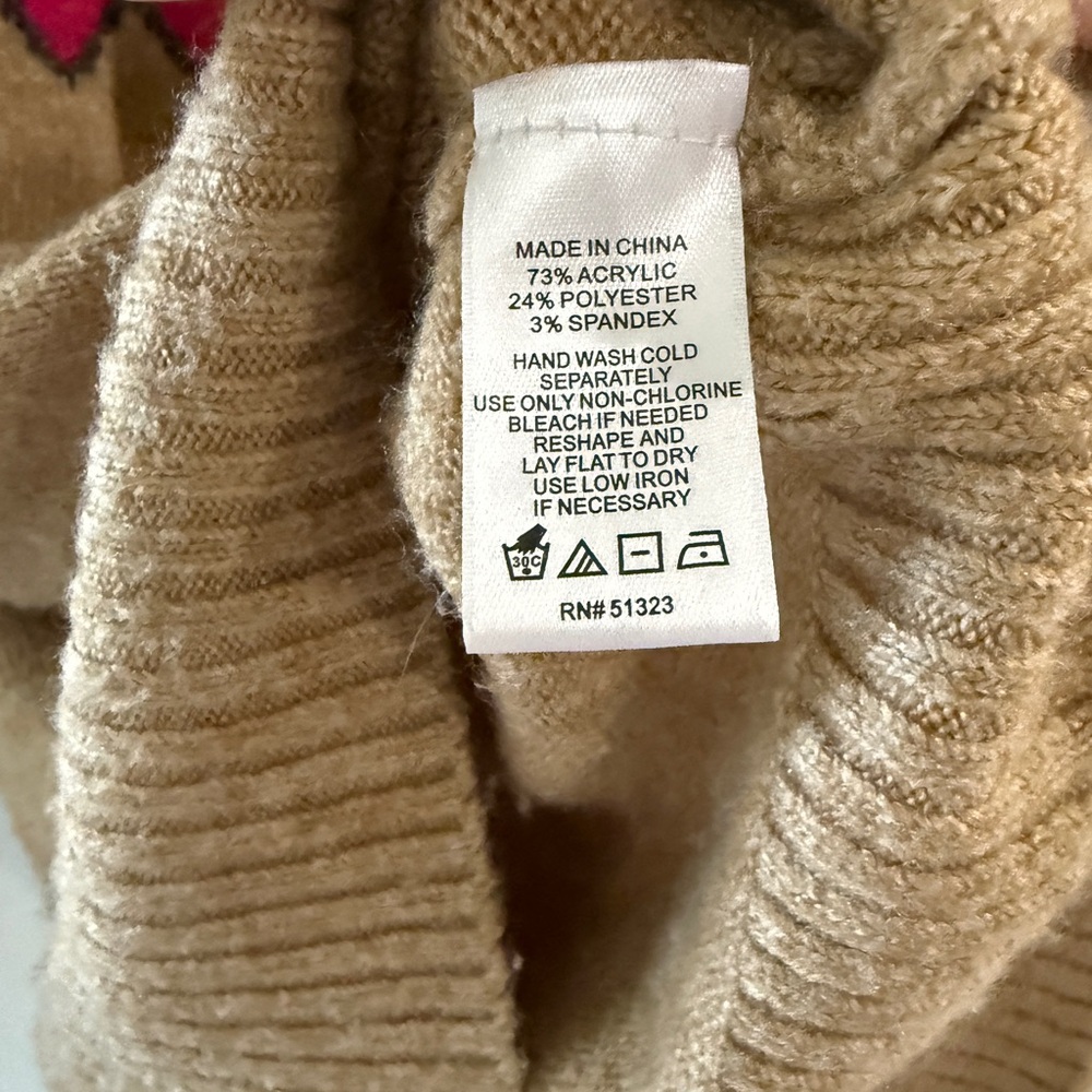 Cabincore Cece Fair Isle Funnel Neck Sweater Small Oversized Relaxed EUC Cozy - Picture 5 of 6